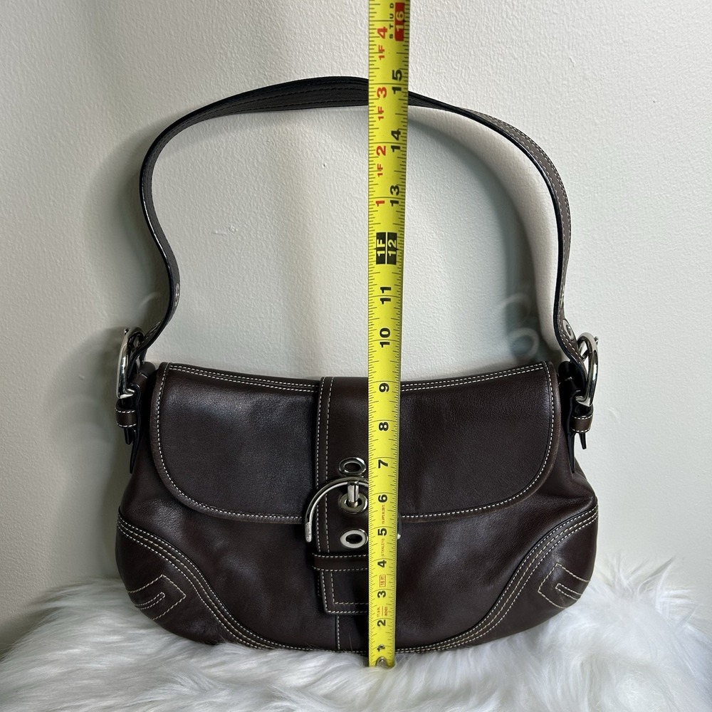 Coach Soho Buckle Flap Dark Brown Leather Shoulder Bag F10192 Good - Picture 10 of 11